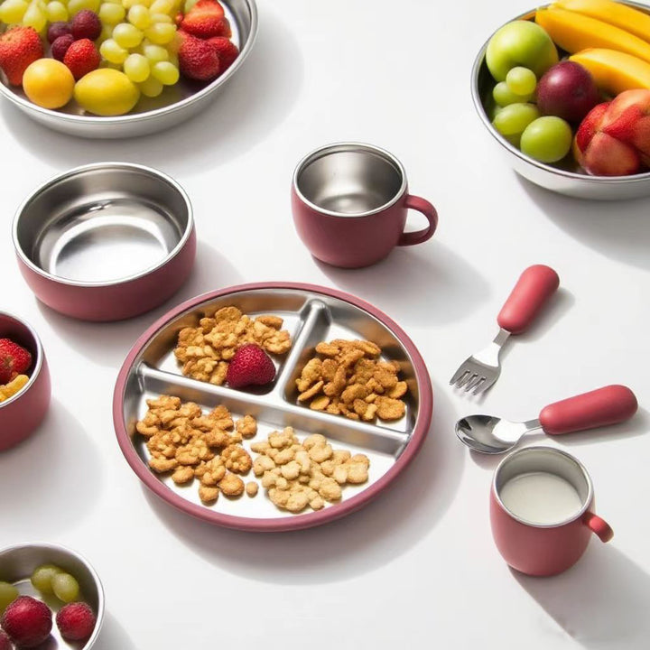 Stainless Steel Silicone Baby Feeding Set