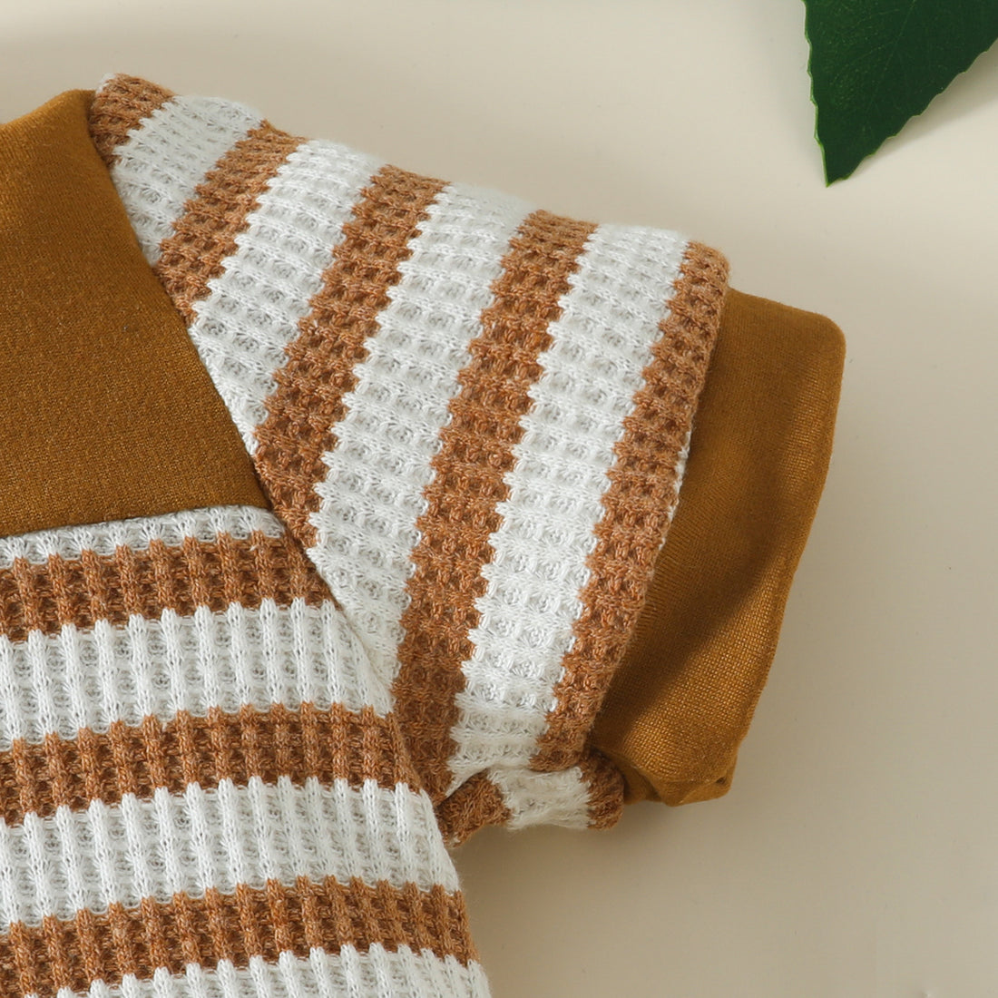 Baby Boy Waffle Stripe Short Sleeve Romper
