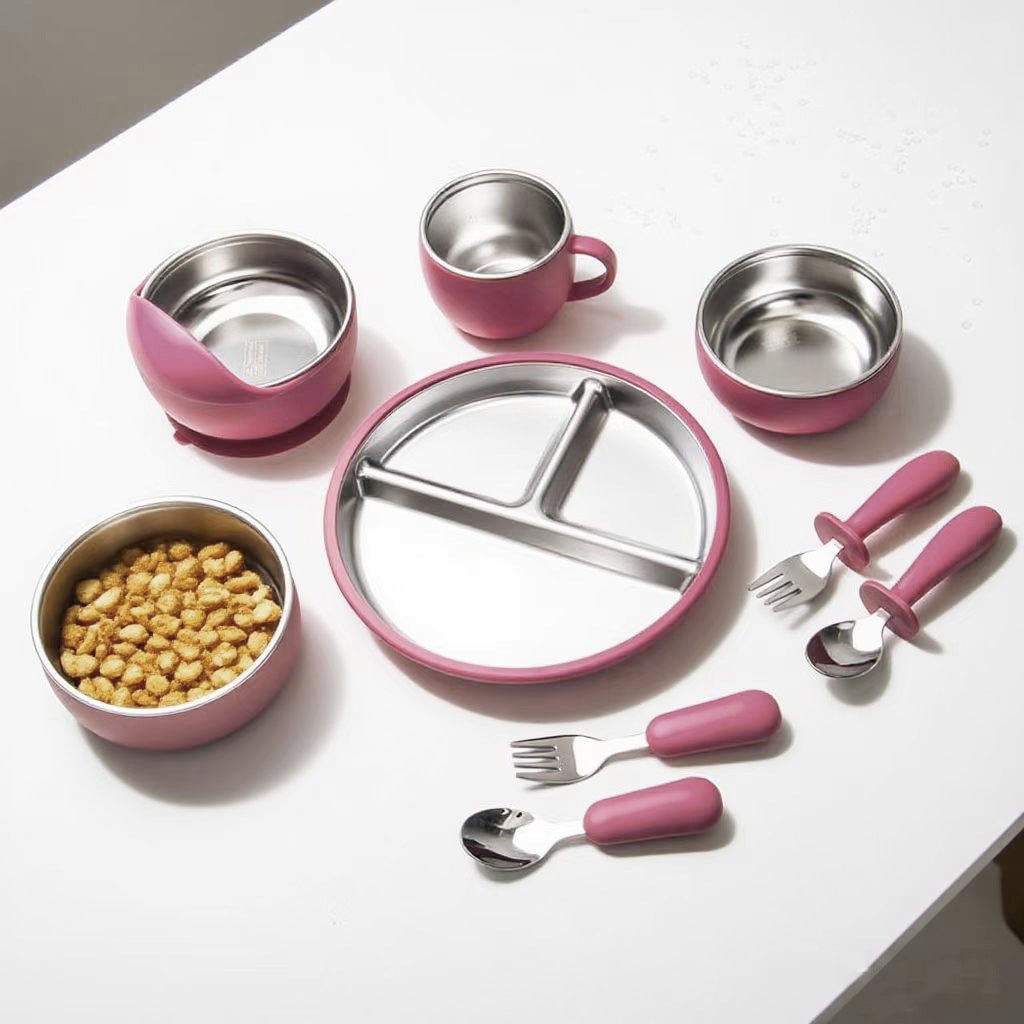 Stainless Steel Silicone Baby Feeding Set