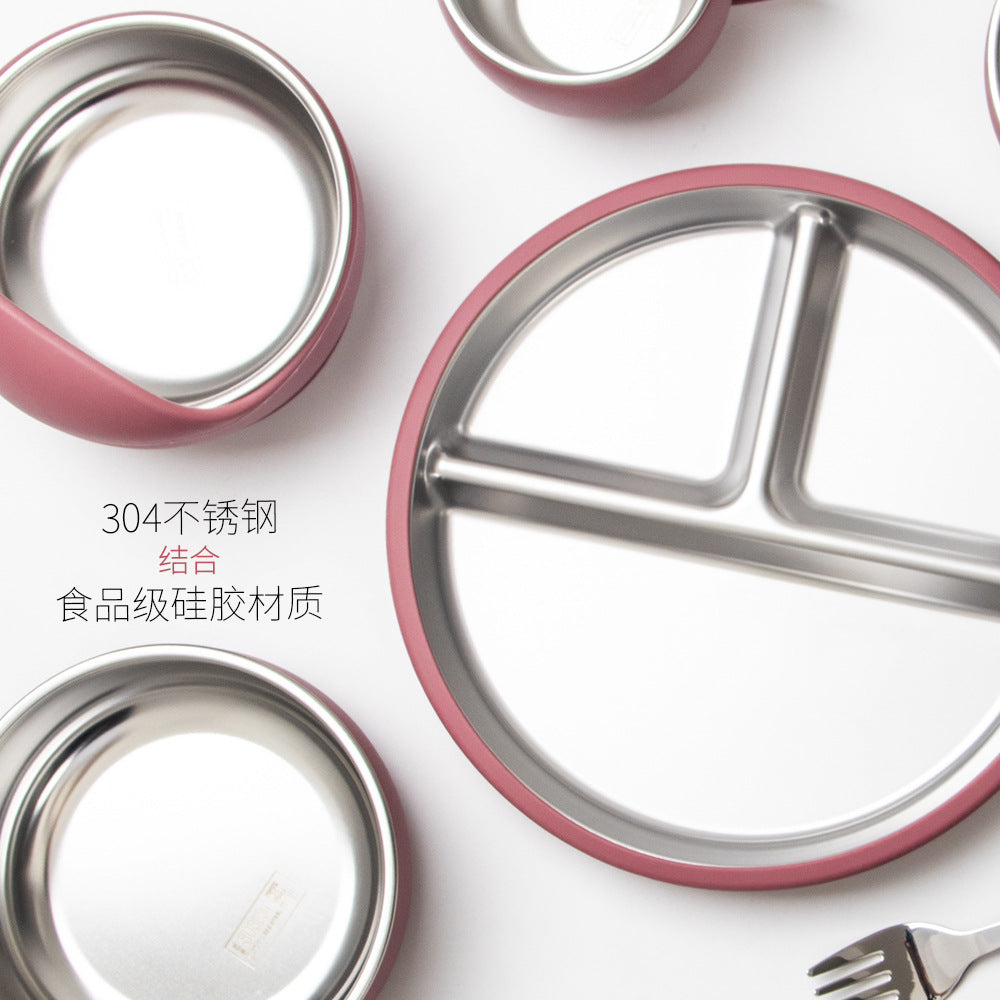 Stainless Steel Silicone Baby Feeding Set