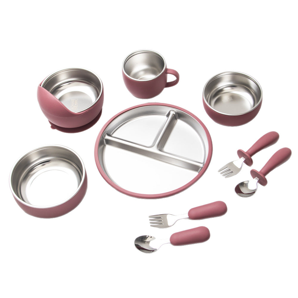 Stainless Steel Silicone Baby Feeding Set