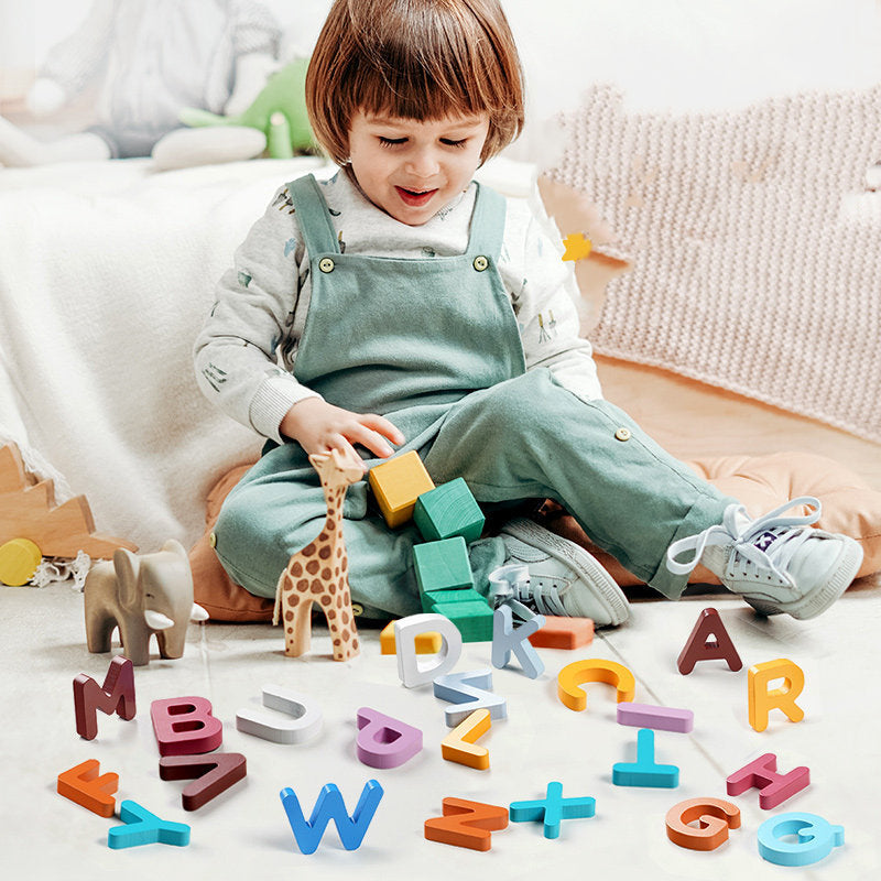 Wooden Numbers Letters Educational Puzzle Toy