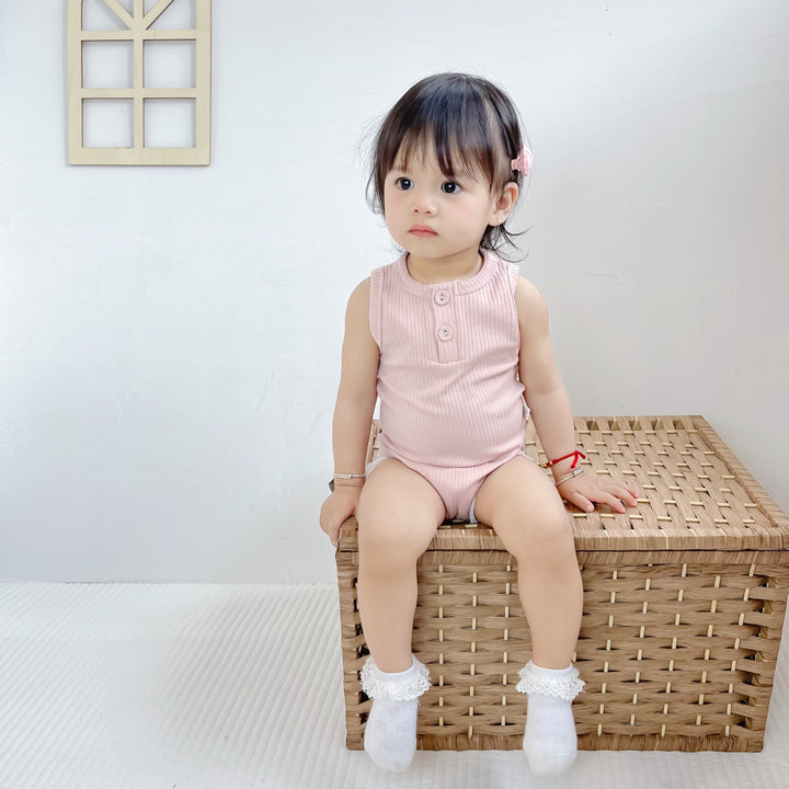 Sunken Stripe Cotton Baby Girl Romper Vest