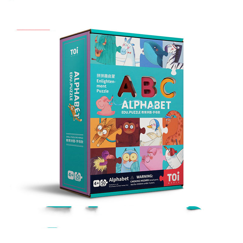 Wooden Numbers Letters Educational Puzzle Toy
